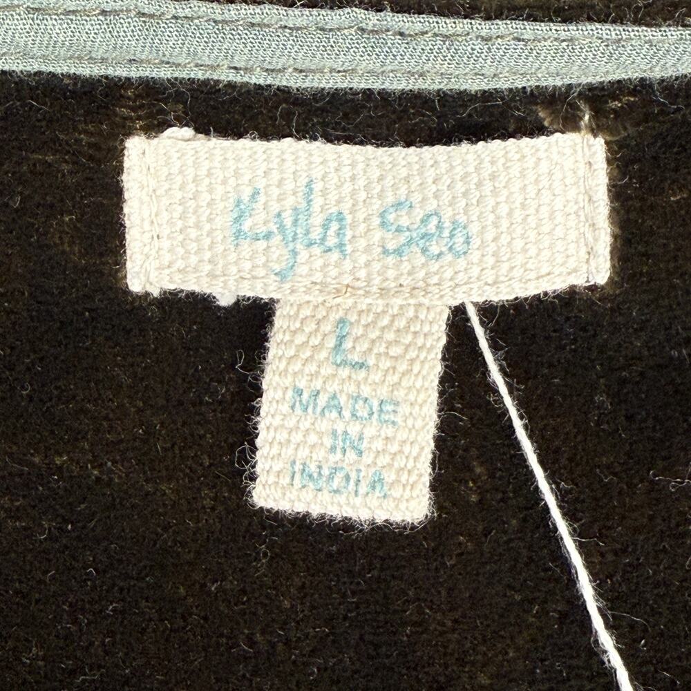 Kyla Seo Embroidered Velvet Tunic Top Women's Large Floral Boho Relaxed Flowy - Picture 11 of 14